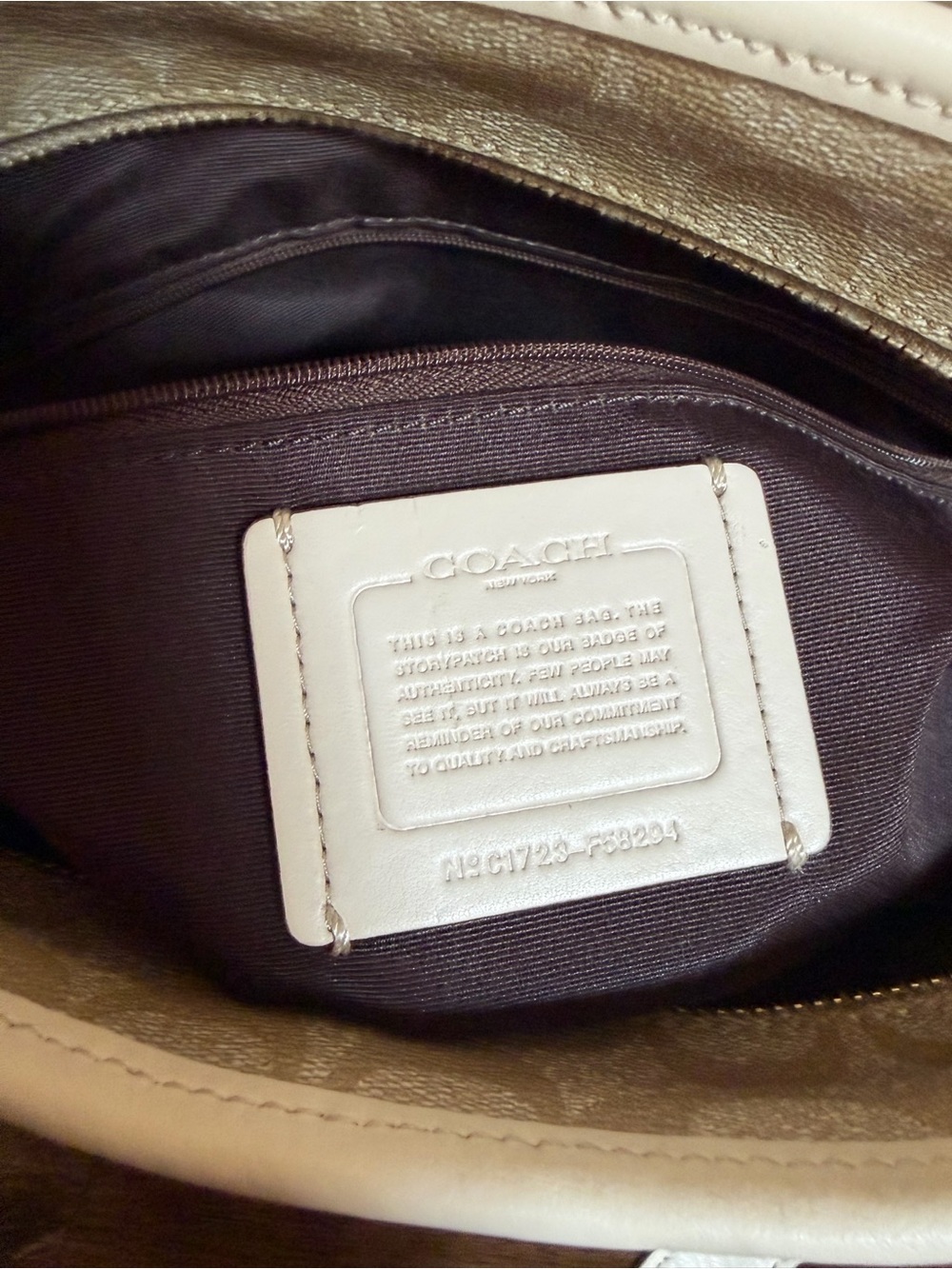 Coach Beige & Cream Signature Canvas Shoulder Tote Bag - Picture 13 of 13